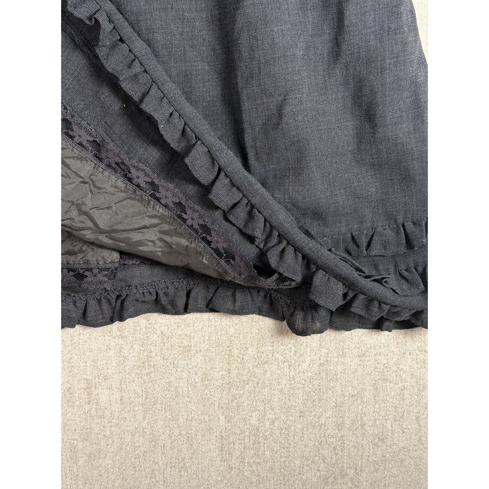 Maeve Anthropologie Black Ruffle Dress Sz 8‎ Wool Blend Empire Waist Cottagecore - Picture 3 of 10